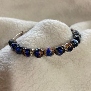 Alex and Ani Gold Beaded Infusion blue brown bracelet